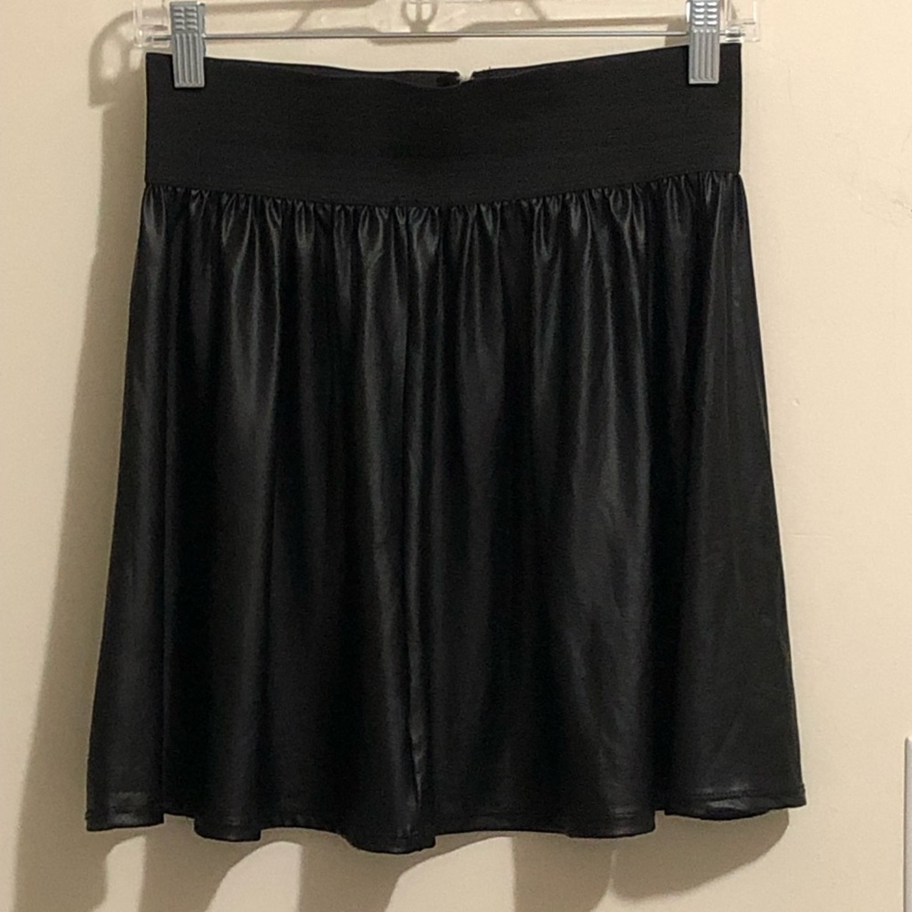 Flowy Black Pleather Mini Skirt